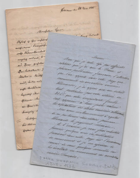 Hermann Schulze-Delitzsch - Lettre sign&eacute;e &agrave; Casimir Delamarre fils, du journal La Patrie - Potsdam, 24 novembre 1865 - Avec sa version fran&ccedil;aise ...