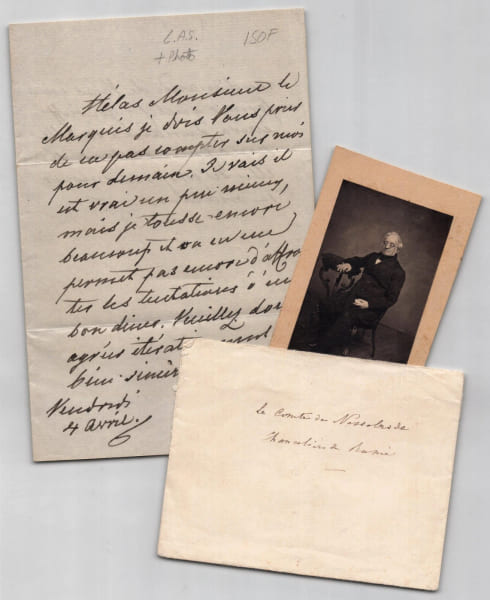 Lettre autographe sign&eacute;e &laquo; Nesselrode &raquo; & photo du Chancelier Saint-P&eacute;tersbourg. Nesselrode
