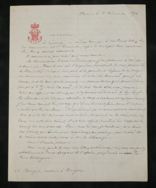 Georges-Eug&egrave;ne Haussmann - LAS &agrave; M. Ronzet - Vente domaines de Houeill&egrave;s - 1890. Georges-Eug&egrave;ne Haussmann