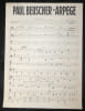 Partition manuscrite & paroles &laquo; T&eacute;l&eacute;phonez-moi &raquo; - Archives Andr&eacute; Claveau. Maria Veldi (paroles), Jack Ledru et Ren&eacute; Denoncin (musique)