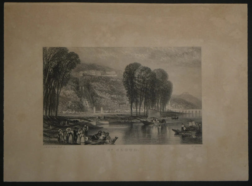 J.M.W. Turner - Gravure sur acier par W. Miller - Vue de Saint-Cloud - 1835. J.M.W. Turner