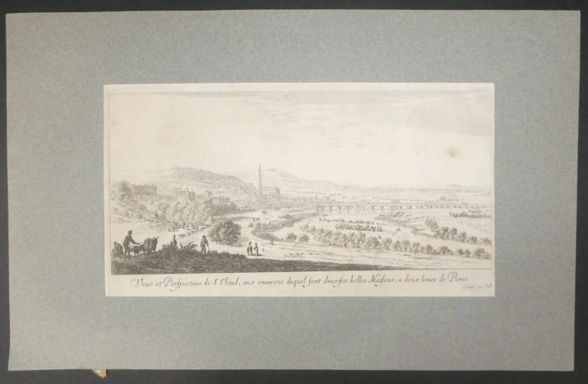 Isra&euml;l Silvestre - Eau-forte - Vue et perspective de Saint-Cloud - XVIIe s.. Isra&euml;l Silvestre