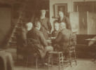 Photographie d'&eacute;poque "La partie de dominos" dans l'atelier de Jean Gigoux. Jean Gigoux