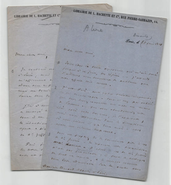 &Eacute;mile Templier - Deux lettres autographes sign&eacute;es &agrave; Edmond About, "Le Th&eacute;&acirc;tre impossible" & "Le cas de Mr Gu&eacute;rin" - 1860/1861. &Eacute;mile Templier