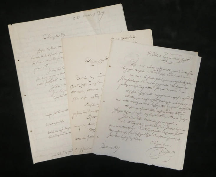 Raymond Brucker - 3 lettres autographes sign&eacute;es &agrave; Francis Wey et Dauzat - 1837. Raymond Brucker