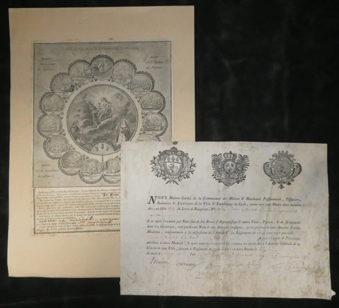 Confr&eacute;rie du Rosaire de Saint-Bonaventure, Lyon - Gravure - D&eacute;but XIXe si&egrave;cle. Confr&eacute;rie du Rosaire
