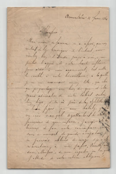 Jules Cerf - Lettre autographe sign&eacute;e - Mutation perception Tourcoing - 1864. Jules Cerf