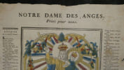 Gravure sur bois colori&eacute;e au pochoir - Notre-Dame des Anges, Litanies de la Sainte Vierge - Imprimeur L. Abadie cadet, rue du Taur - Image de ...