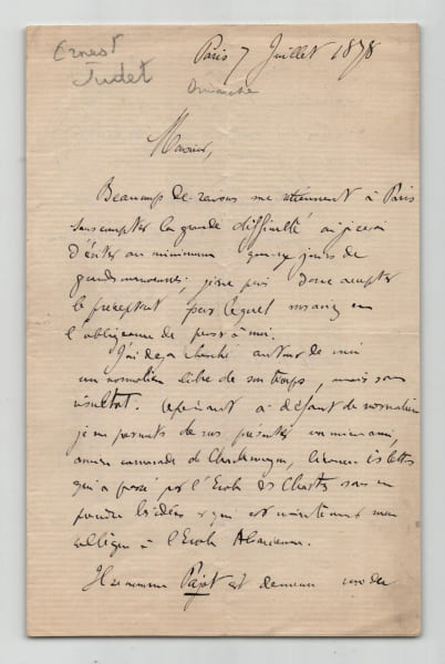 Ernest Judet - Lettre autographe sign&eacute;e &agrave; E. About - Refus d'un pr&eacute;ceptorat - 1878. Ernest Judet