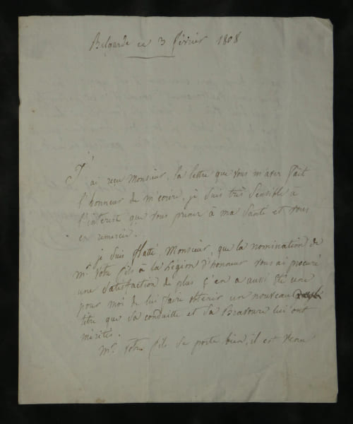 Colonel Jean-Baptiste DOMMANGET - Lettre autographe sign&eacute;e 10e Dragons L&eacute;gion d'Honneur, 1808. Jean-Baptiste DOMMANGET