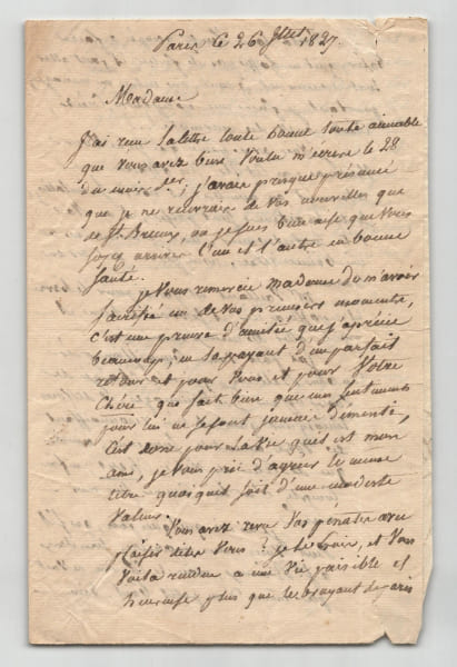 G&eacute;n&eacute;ral Dommanget - Lettre autographe sign&eacute;e Humour Mariage & C&eacute;libat - 1827. Jean-Baptiste Dommanget