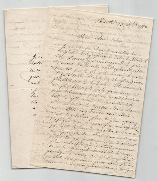 G&eacute;n&eacute;ral VINOY - Lot de 2 Lettres autographes sign&eacute;es 2e Zouaves Laghouat, Alg&eacute;rie & G&eacute;n&eacute;ral CLER - 1852. G&eacute;n&eacute;ral VINOY (Joseph Vinoy, 1803-1880)