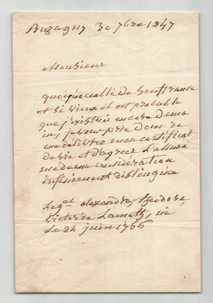 G&eacute;n&eacute;ral LAMETH - L.A.S. &Eacute;mouvante demande Certificat de vie - 1847. G&eacute;n&eacute;ral Alexandre Th&eacute;odore Victor de LAMETH