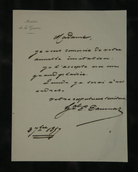 G&eacute;n&eacute;ral Daumas - Lettre autographe sign&eacute;e Minist&egrave;re de la Guerre Alg&eacute;rie - 1857. G&eacute;n&eacute;ral Eug&egrave;ne Daumas