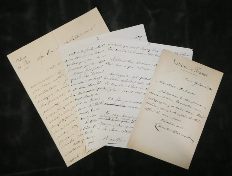 Camille Doucet - 2 lettres et 1 po&egrave;me autographes sign&eacute;s - Sardou - 1846-1892. Camille Doucet