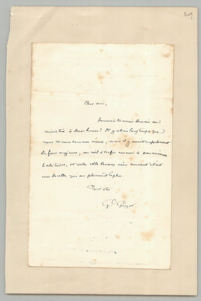 Guillaume Guizot - Lettre autographe sign&eacute;e - &Agrave; Wustenberg fils - 1847. Guillaume Guizot