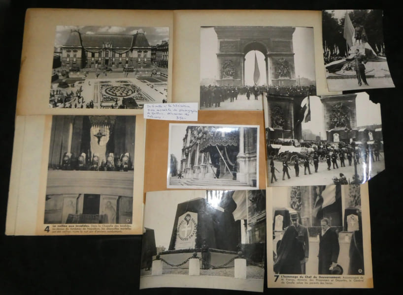 De Gaulle - La lib&eacute;ration - 10 photographies dont 2 de presse L.A.P.I., 2 planches. 