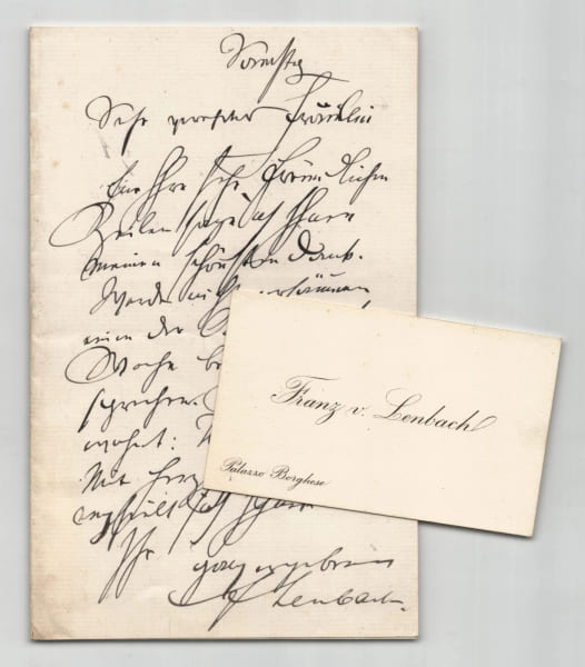 Franz von Lenbach - Lettre & CDV autographes sign&eacute;es &agrave; Malwida von Meysenbug. Franz von Lenbach