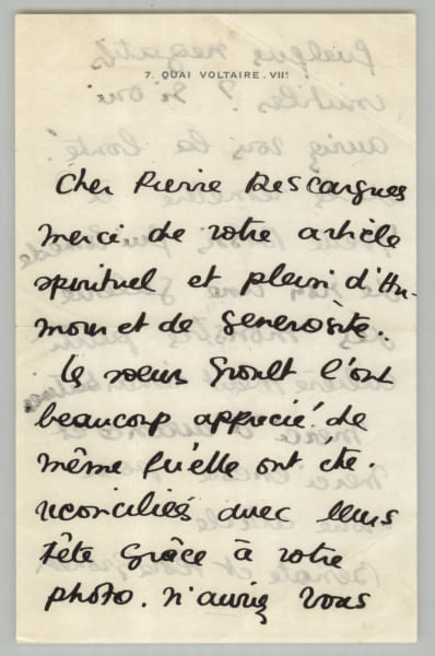 Beno&icirc;te et Flora Groult - Lettre autographe sign&eacute;e &agrave; Pierre Descargues - XXe. Beno&icirc;te et Flora Groult