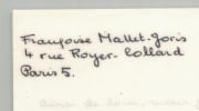 Fran&ccedil;oise Mallet-Joris - Lettre autographe sign&eacute;e - Claude Roy, Julliard - XXe. Fran&ccedil;oise Mallet-Joris