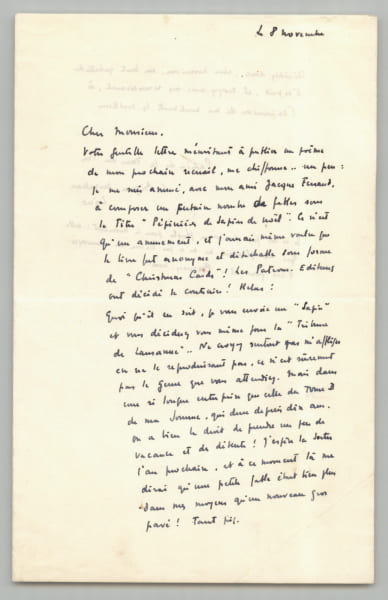 Patrice de La Tour du Pin - Lettre autographe sign&eacute;e - Tribune de Lausanne - XXe. Patrice de La Tour du Pin
