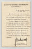 Georges Duhamel Lettre dactylographi&eacute;e sign&eacute;e &agrave; Mr Tr&eacute;la&uuml;n - Prix de Monaco 1961. Georges Duhamel