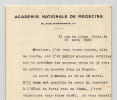 Georges Duhamel Lettre dactylographi&eacute;e sign&eacute;e &agrave; Mr Tr&eacute;la&uuml;n - Prix de Monaco 1961. Georges Duhamel