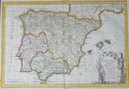 Carte Ancienne de l'Espagne (Hispanie Romaine) - Philippe de Pr&eacute;tot - Gravure. Philippe de Pr&eacute;tot / Maurille-Antoine Moithey