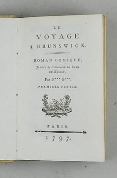 Le Voyage a Brunswick. Roman comique. Traudit de l'allemand par F*** G***.. Knigge, Adolph Freiherr von:
