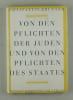 Von den Pflichten der Juden und von den Pflichten des Staates.. Brunner, Constantin: