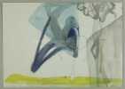Aquarell und Bleistift auf Papier mit handschriftlicher Widmung. Signiert und datiert.. Disler, Martin: