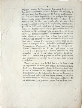 Assemblée Nationale. Loi relative à la découverte des deux Frégates la Bousole et l'Astrolabe, commandées par M. De la Pérouse.. [LA PEROUSE].