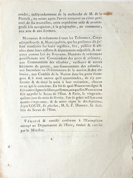 Assemblée Nationale. Loi relative à la découverte des deux Frégates la Bousole et l'Astrolabe, commandées par M. De la Pérouse.. [LA PEROUSE].
