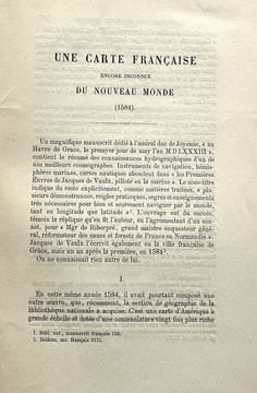 Une carte Française encore inconnue du Nouveau Monde (1584). LA RONCIERE (Charles de)