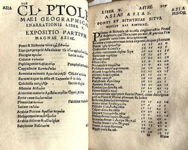 Cl. Ptolemaei Alexandrini philosophi et mathematici praestantissimi Libri VIII De Geographia e Graeco denuo traducti. Nominibus Graecis e regione appositis, atque in indicem quam locupletissimum redactis nunquam antea uisa commoditate simili: Ioannis Noviomagi opera. Nunc primum in lucem editi.