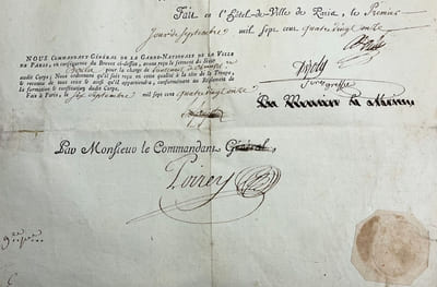 Brevet de lieutenant de chasseurs volontaires de la Garde Nationale Parisienne.