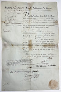 Brevet de lieutenant de chasseurs volontaires de la Garde Nationale Parisienne.