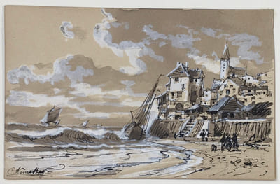 [Album amicorum de plus de 100 dessins à l'encre, certains aquarellés, gouachés ou au pastel / Album amicorum of more than 100 ink drawings, some watercolors, gouache and pastel].