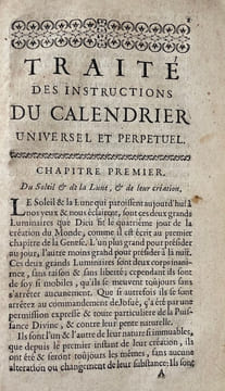 Traité des Instructions du Calendrier Universel et Perpetuel [...]. TOURAINE (Michel).