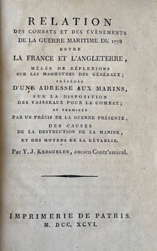 Relation des combats et des évènements de la Guerre Maritime de 1778 entre la France et l'Angleterre, mêlée de réflexions sur les Manuvres des ...