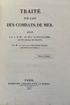 Traité sur l'art des combats de mer.. LA ROUVRAYE (Charles-Louis-Victor de).