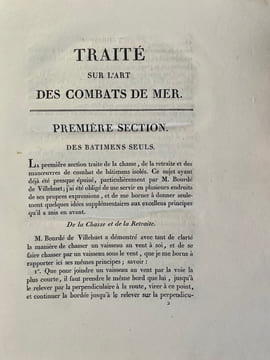 Traité sur l'art des combats de mer.. LA ROUVRAYE (Charles-Louis-Victor de).