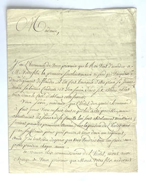 Lettre adressée à Madame Le Chat.. [FRAIS D'EQUIPEMENT D'UN JEUNE OFFICIER BRETON] Le Forestier.