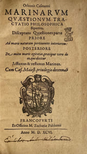 Marinarum quaestionum tractatio philosophica bipartita, disceptans quaestiones parte priore ad maris naturam pertinentes interiorem: posteriore de motu maris agitatas, praecipue vero de eo qui dicitur Affluxus & refluxus Marinus.