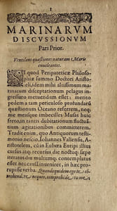 Marinarum quaestionum tractatio philosophica bipartita, disceptans quaestiones parte priore ad maris naturam pertinentes interiorem: posteriore de motu maris agitatas, praecipue vero de eo qui dicitur Affluxus & refluxus Marinus.