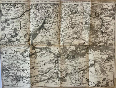 I. « Plan des ville, citadelle, forts et port de Calais »; II. Cassini. Carte particulière des environs de Lille, Tournay, Valenciennes, Bouchain, Douay, Arras, Béthune. 1745.