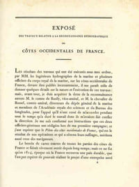 Exposé des travaux relatifs à la reconnaissance hydrographique des côtes occidentales de France suivi d'un précis des opérations géodésiques qui ont servi de base aux cartes et plans des trois premières parties du Pilote Français par M. Daussy.