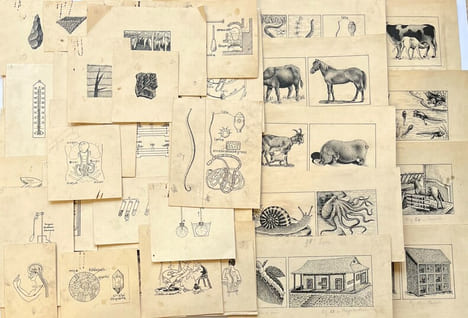 [Le Livre Unique de Français. Simple causerie aux écoliers annamites].. [INDOCHINE - ANNAM- DESSINS ORIGINAUX À L'ENCRE/INDOCHINA - ANNAM- ORIGINAL ...