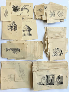 [Le Livre Unique de Français. Simple causerie aux écoliers annamites].. [INDOCHINE - ANNAM- DESSINS ORIGINAUX À L'ENCRE/INDOCHINA - ANNAM- ORIGINAL ...