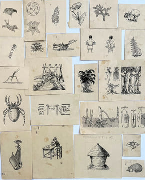 [Le Livre Unique de Français. Simple causerie aux écoliers annamites].. [INDOCHINE - ANNAM- DESSINS ORIGINAUX À L'ENCRE/INDOCHINA - ANNAM- ORIGINAL ...